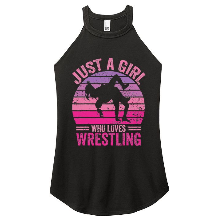 Just A Girl Who Loves Wrestling Funny Wrestle Lover Wrestler Women's Perfect Tri Rocker Tank