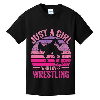 Just A Girl Who Loves Wrestling Funny Wrestle Lover Wrestler Kids T-Shirt