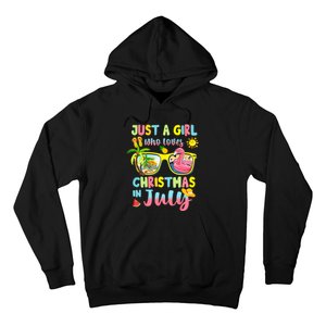 Just A Girl Who Loves Christmas In July Sunglasses Flamingo Design Hoodie