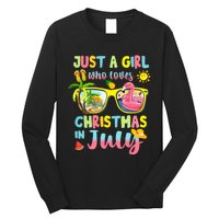 Just A Girl Who Loves Christmas In July Sunglasses Flamingo Design Long Sleeve Shirt