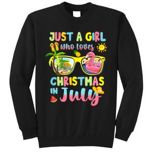 Just A Girl Who Loves Christmas In July Sunglasses Flamingo Design Sweatshirt