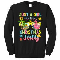 Just A Girl Who Loves Christmas In July Sunglasses Flamingo Design Sweatshirt