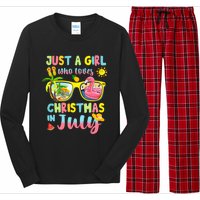 Just A Girl Who Loves Christmas In July Sunglasses Flamingo Design Long Sleeve Pajama Set