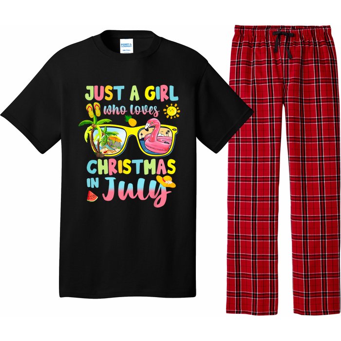 Just A Girl Who Loves Christmas In July Sunglasses Flamingo Design Pajama Set