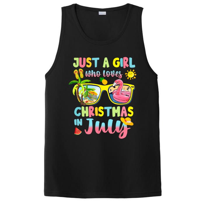 Just A Girl Who Loves Christmas In July Sunglasses Flamingo Design PosiCharge Competitor Tank