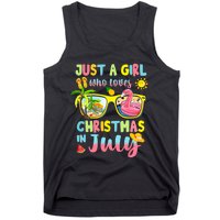 Just A Girl Who Loves Christmas In July Sunglasses Flamingo Design Tank Top