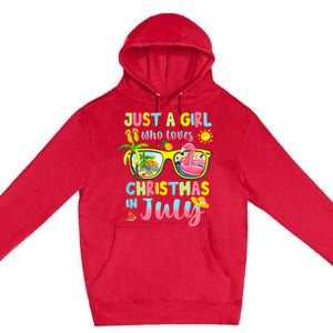 Just A Girl Who Loves Christmas In July Sunglasses Flamingo Design Premium Pullover Hoodie