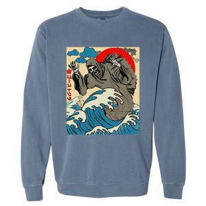 Japanese Art Ghostzilla Funny Ghost Gifts Garment-Dyed Sweatshirt