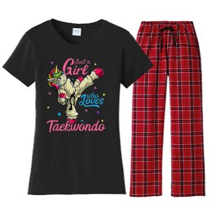 Just A Girl Who Loves Taekwondo Unicorn Tae Kwon Do Gift Women's Flannel Pajama Set