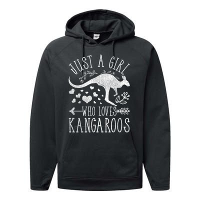 Just A Girl Who Loves Kangaroo Gift Performance Fleece Hoodie