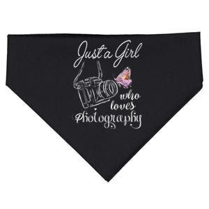 Just A Girl Who Loves Photography Photographer Gift USA-Made Doggie Bandana