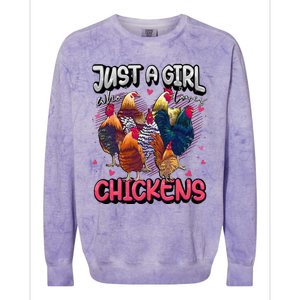 Just A Girl Who Loves Chickens Cute Chicken Lover Farmers Colorblast Crewneck Sweatshirt