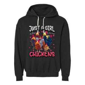 Just A Girl Who Loves Chickens Cute Chicken Lover Farmers Garment-Dyed Fleece Hoodie