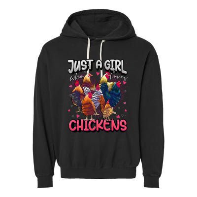 Just A Girl Who Loves Chickens Cute Chicken Lover Farmers Garment-Dyed Fleece Hoodie