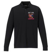 Just A Girl Who Loves Chickens Cute Chicken Lover Farmers Performance Long Sleeve Polo