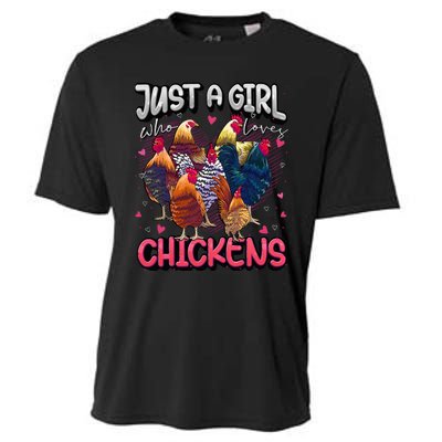 Just A Girl Who Loves Chickens Cute Chicken Lover Farmers Cooling Performance Crew T-Shirt