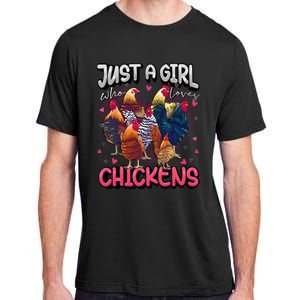 Just A Girl Who Loves Chickens Cute Chicken Lover Farmers Adult ChromaSoft Performance T-Shirt