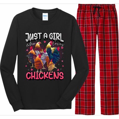 Just A Girl Who Loves Chickens Cute Chicken Lover Farmers Long Sleeve Pajama Set