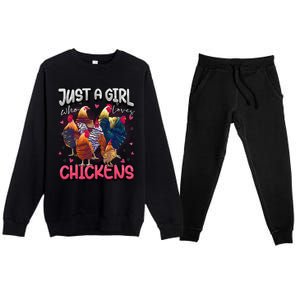 Just A Girl Who Loves Chickens Cute Chicken Lover Farmers Premium Crewneck Sweatsuit Set