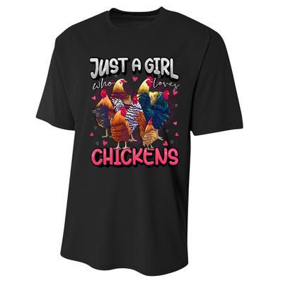 Just A Girl Who Loves Chickens Cute Chicken Lover Farmers Performance Sprint T-Shirt