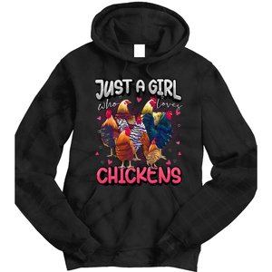 Just A Girl Who Loves Chickens Cute Chicken Lover Farmers Tie Dye Hoodie