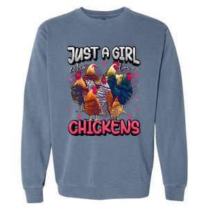 Just A Girl Who Loves Chickens Cute Chicken Lover Farmers Garment-Dyed Sweatshirt