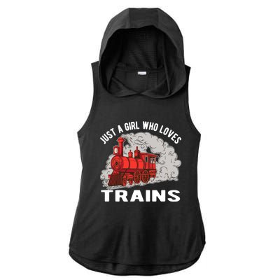 Just A Girl Who Loves Trains Ladies PosiCharge Tri-Blend Wicking Draft Hoodie Tank