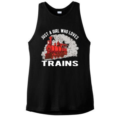 Just A Girl Who Loves Trains Ladies PosiCharge Tri-Blend Wicking Tank