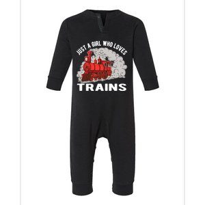 Just A Girl Who Loves Trains Infant Fleece One Piece