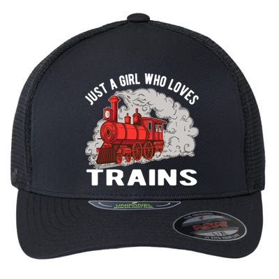 Just A Girl Who Loves Trains Flexfit Unipanel Trucker Cap