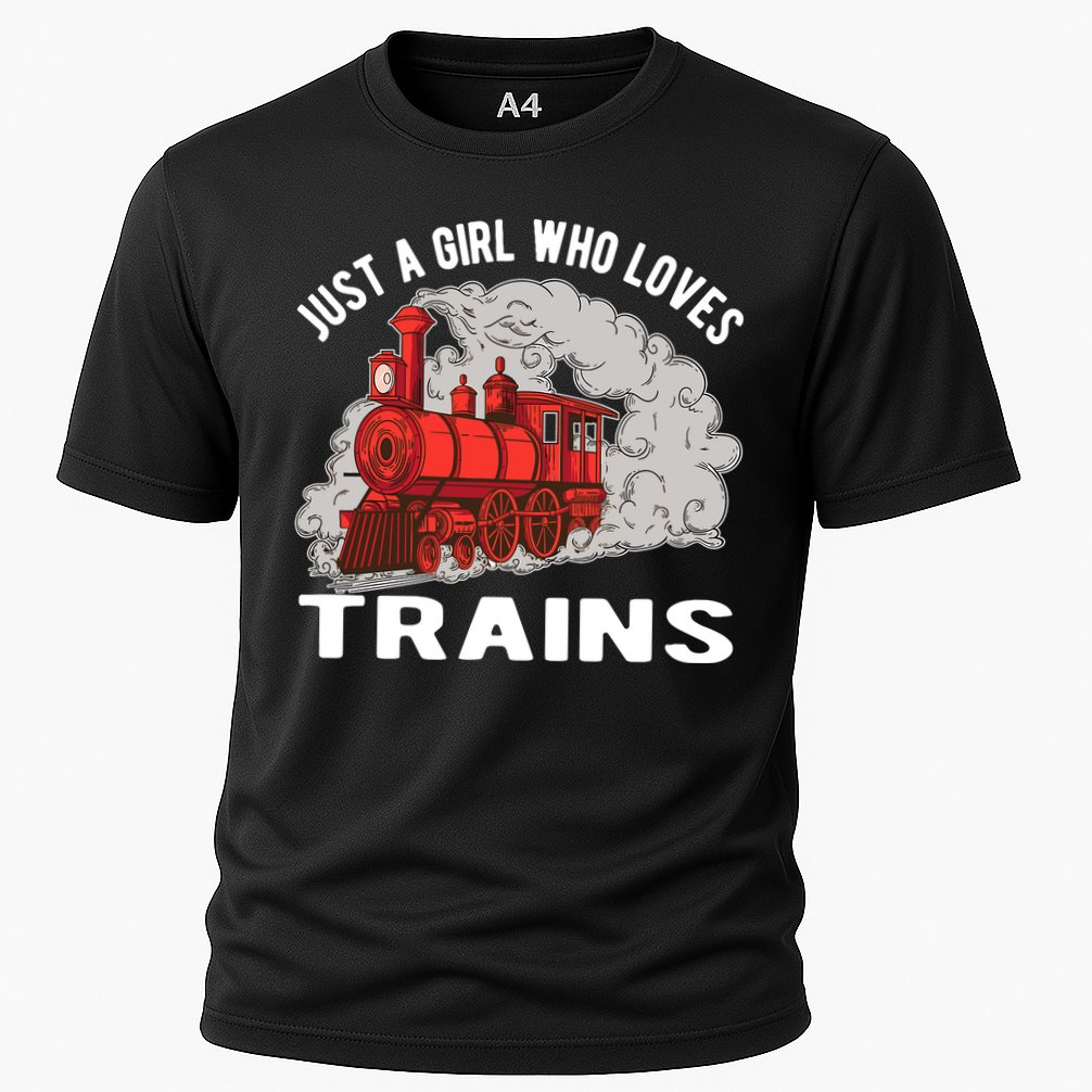 Just A Girl Who Loves Trains Cooling Performance Crew T-Shirt