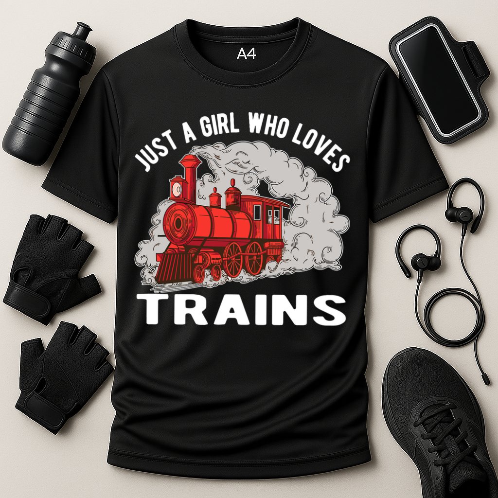 Just A Girl Who Loves Trains Cooling Performance Crew T-Shirt
