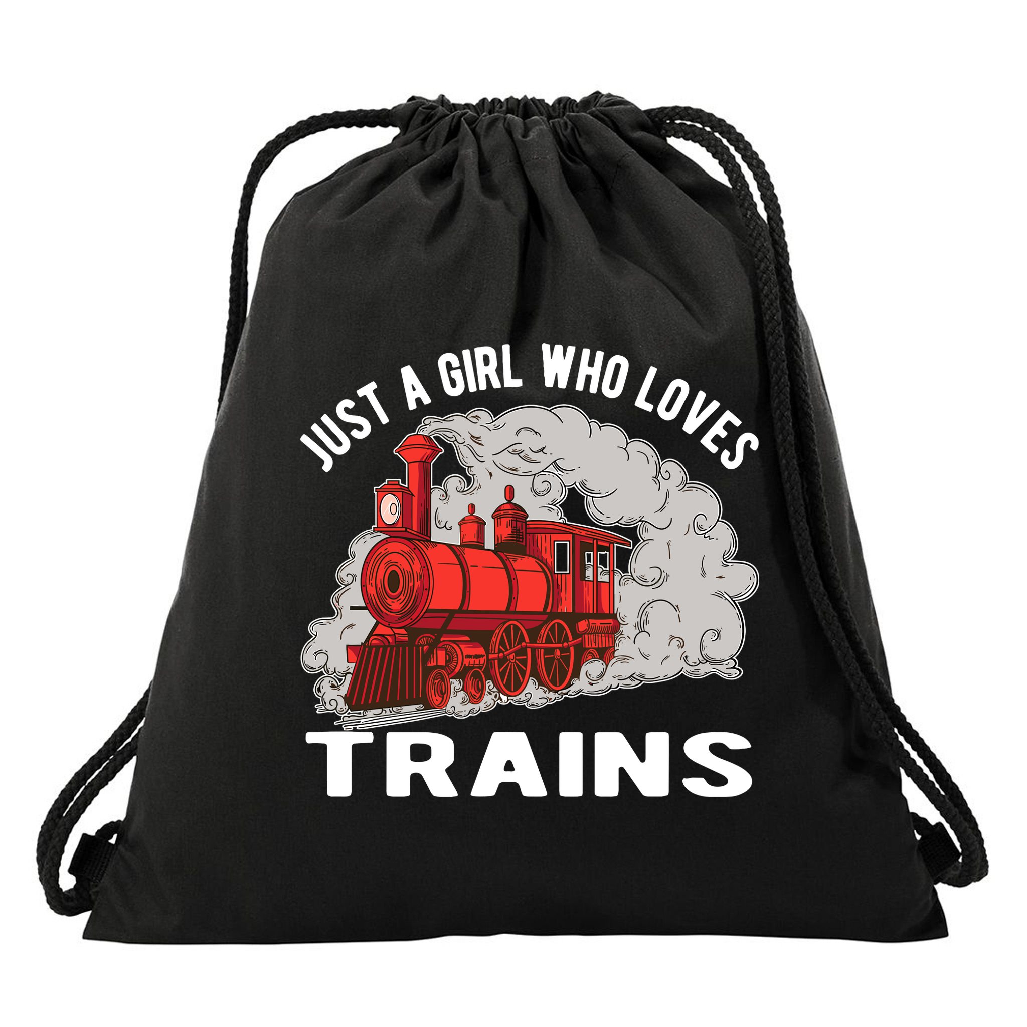 Just A Girl Who Loves Trains Drawstring Bag