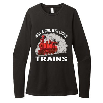 Just A Girl Who Loves Trains Womens CVC Long Sleeve Shirt