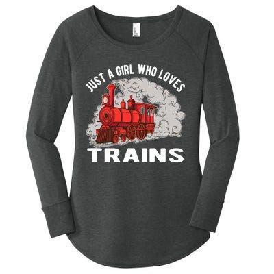 Just A Girl Who Loves Trains Women's Perfect Tri Tunic Long Sleeve Shirt