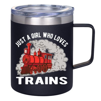 Just A Girl Who Loves Trains 12oz Stainless Steel Coffee Mug