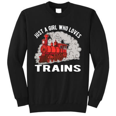 Just A Girl Who Loves Trains Tall Sweatshirt