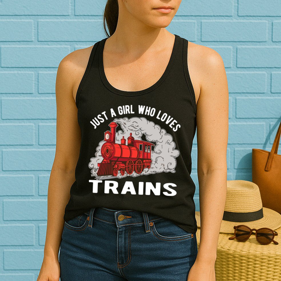 Just A Girl Who Loves Trains Womens Tank Top