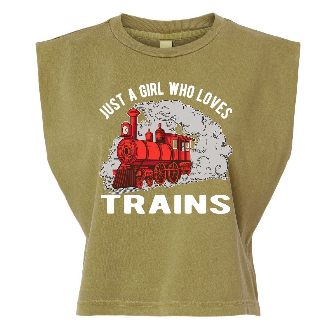 Just A Girl Who Loves Trains Garment-Dyed Women's Muscle Tee
