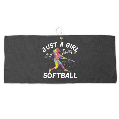 Just A Girl Who Loves Softball Large Microfiber Waffle Golf Towel