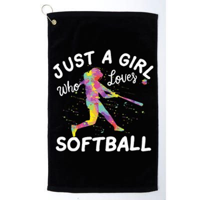 Just A Girl Who Loves Softball Platinum Collection Golf Towel