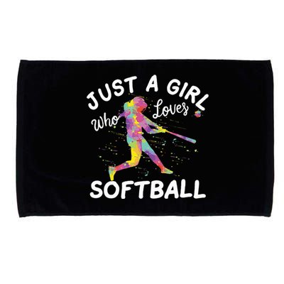 Just A Girl Who Loves Softball Microfiber Hand Towel