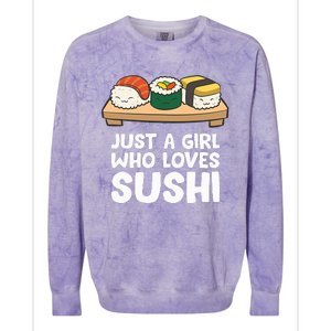 Just A Girl Who Loves Sushi Colorblast Crewneck Sweatshirt