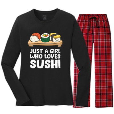 Just A Girl Who Loves Sushi Women's Long Sleeve Flannel Pajama Set 