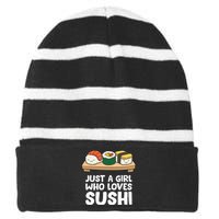 Just A Girl Who Loves Sushi Striped Beanie with Solid Band