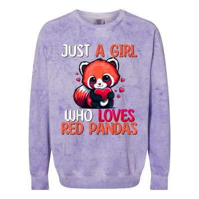 Just A Girl Who Loves Red Pandas Red Panda Girls Colorblast Crewneck Sweatshirt