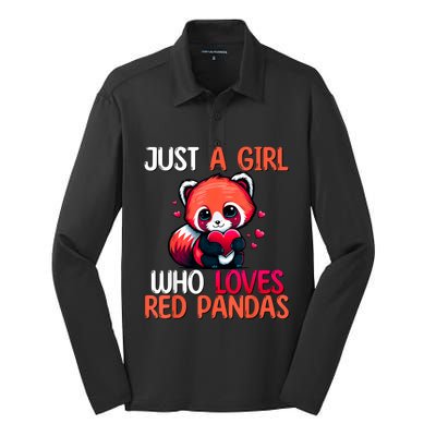 Just A Girl Who Loves Red Pandas Red Panda Girls Silk Touch Performance Long Sleeve Polo