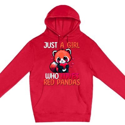 Just A Girl Who Loves Red Pandas Red Panda Girls Premium Pullover Hoodie