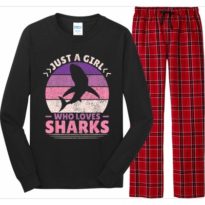 Just A Girl Who Loves Sharks Lover Shark Stuff Funny Shark Long Sleeve Pajama Set