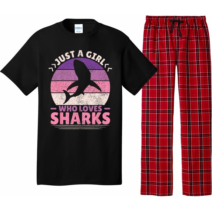 Just A Girl Who Loves Sharks Lover Shark Stuff Funny Shark Pajama Set